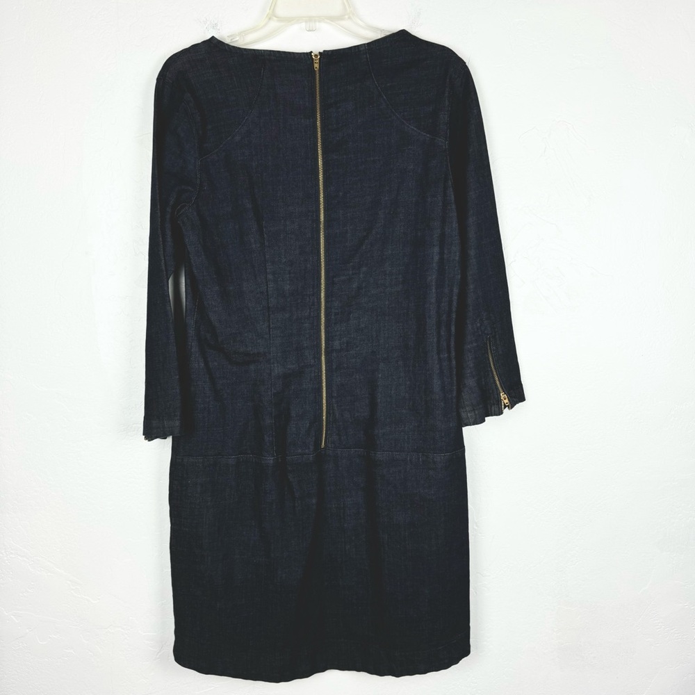 Prairie Underground Denim 3/4 Sleeve Sheath Dress With Zipper Details Size L - Picture 8 of 11